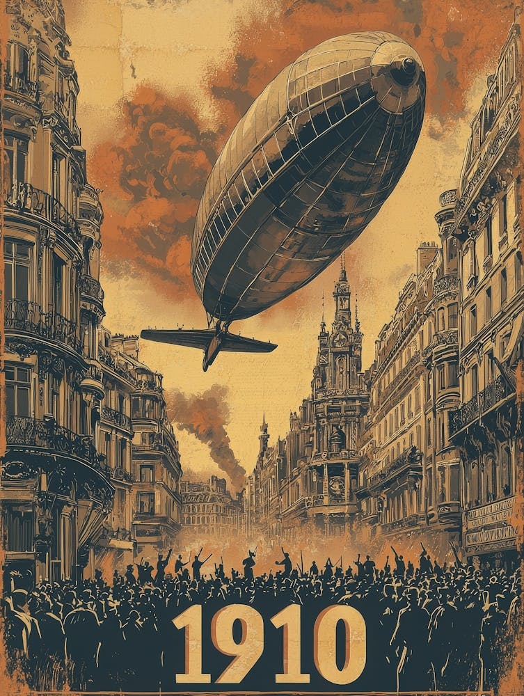 Aihrgdesign A Vintage Poster Of An Early Airship Soaring Abov 6328427d C75f 4f91 B237 4e9968662149 0