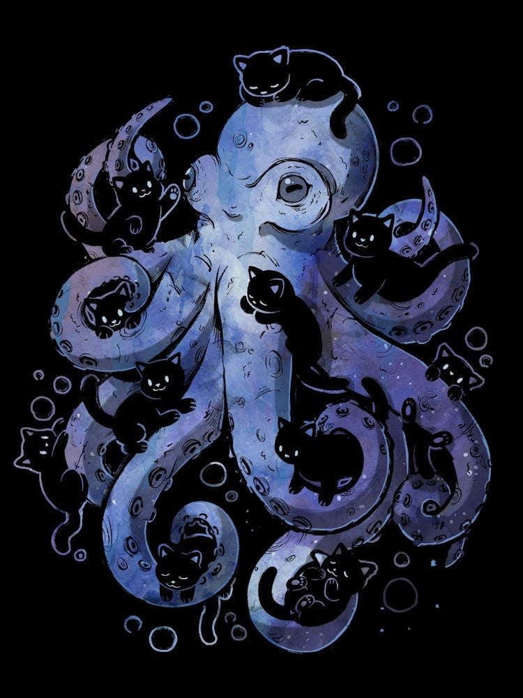 Octopurr Cute Watercolor Octopus Cat 1