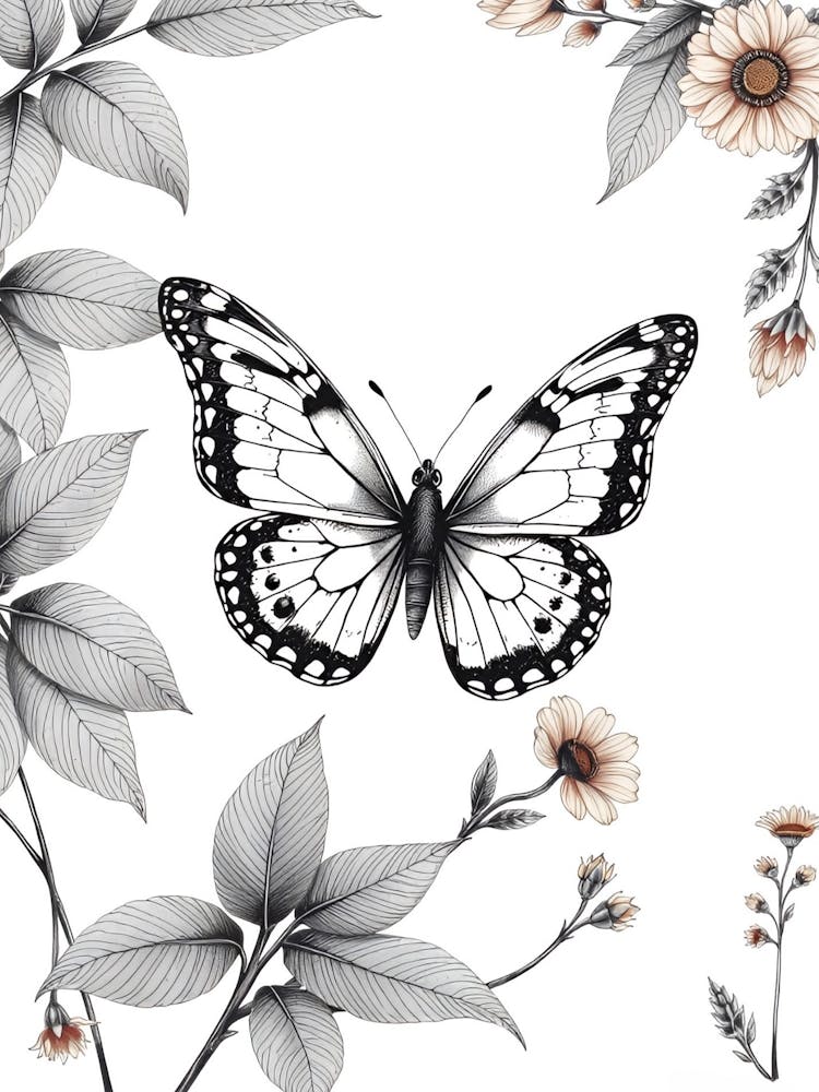 Butterfly And Flowers 1