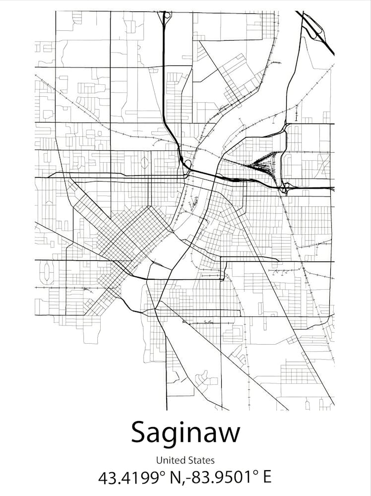 Saginaw, États-Unis Carte Minimaliste