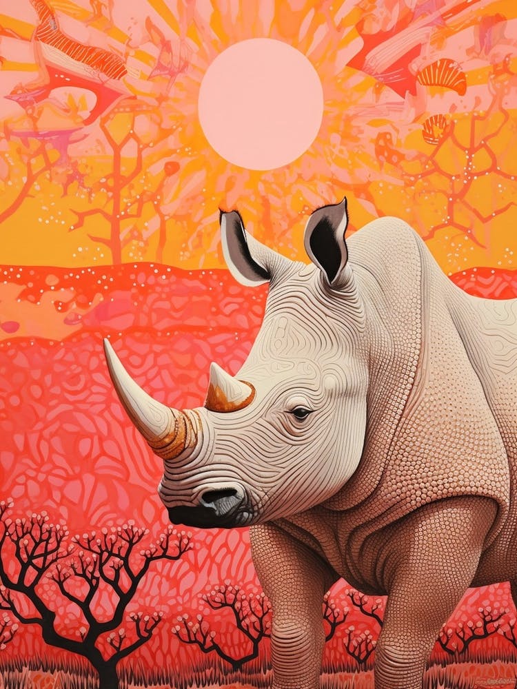 Sunset Geometric Pink Rhino 2