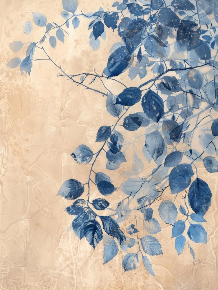 Blue Leaves Canvas Print 2