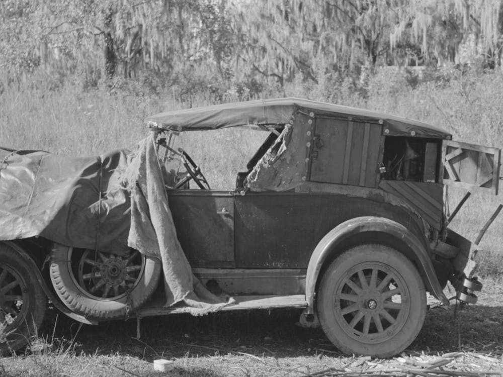 Automobile Belonging To Migrant Cane Chair Worker, Paradis, Louisiana By Russell Lee