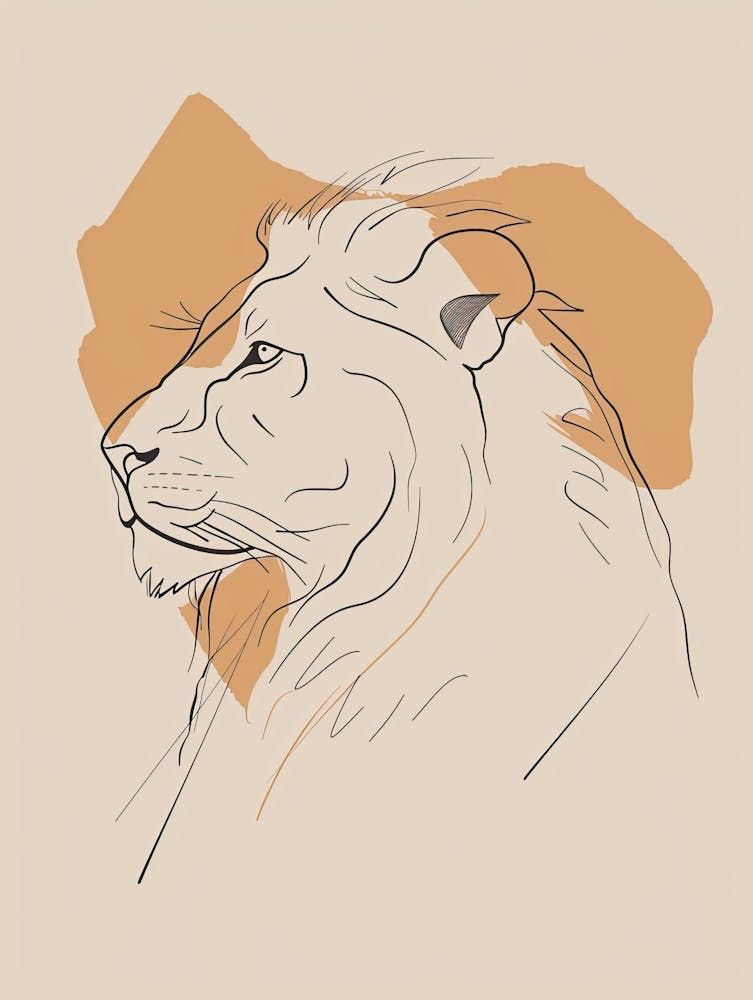 Lion Head - Boho, Line Art 2