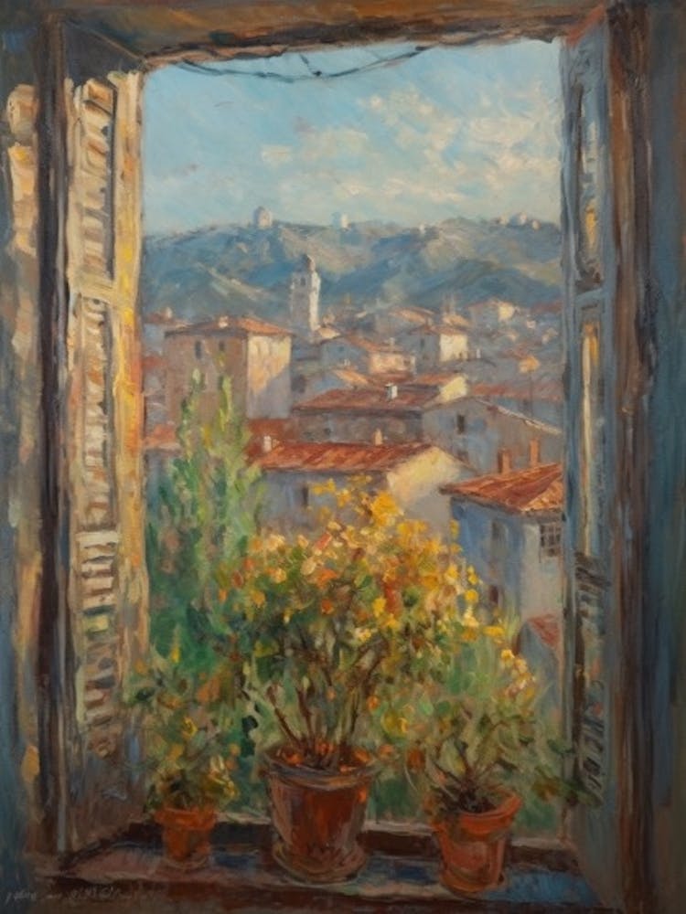 Window View Of Florence In The Style Of Impressionism 3