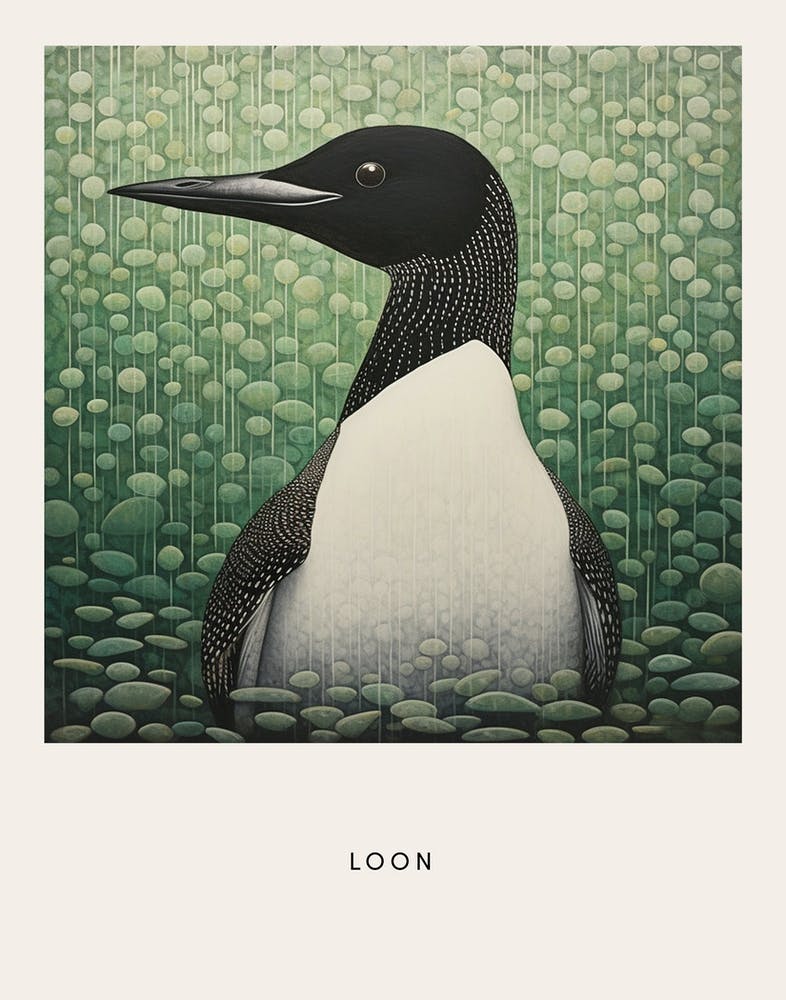 Ohara Koson Inspired Bird Painting Plongeon 4 Affiche