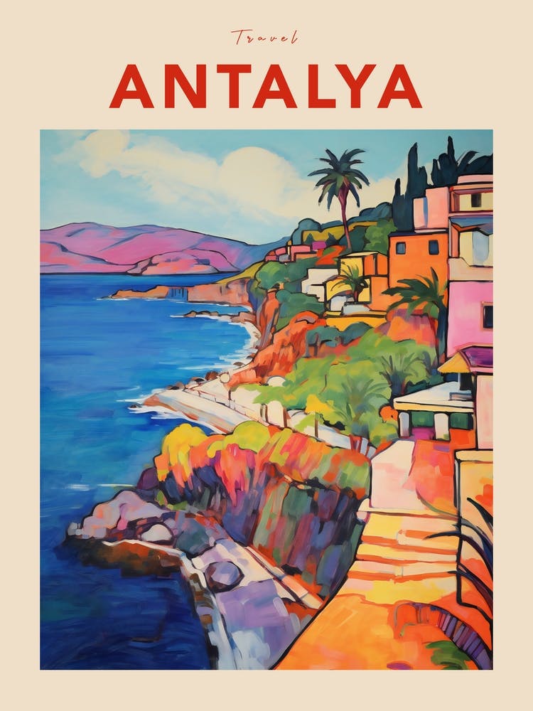 Antalya Turkey 8 Fauvist Travel Poster