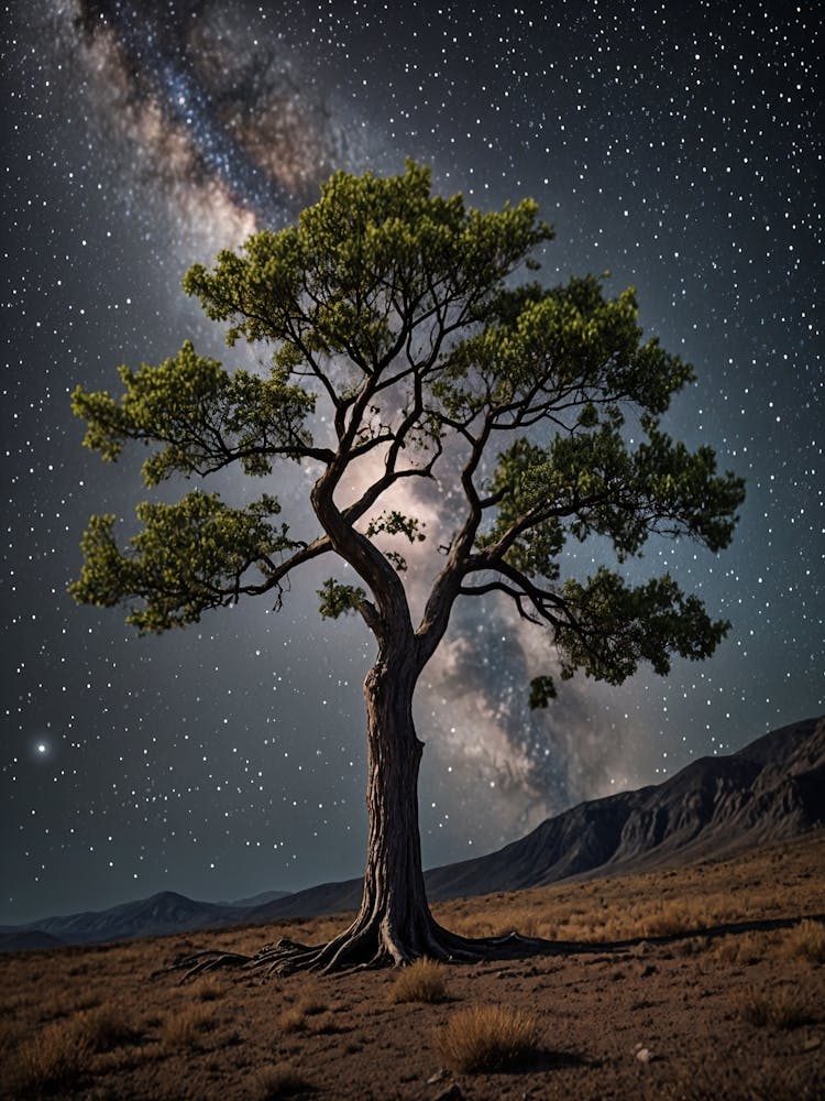 Tree Under The Night Sky