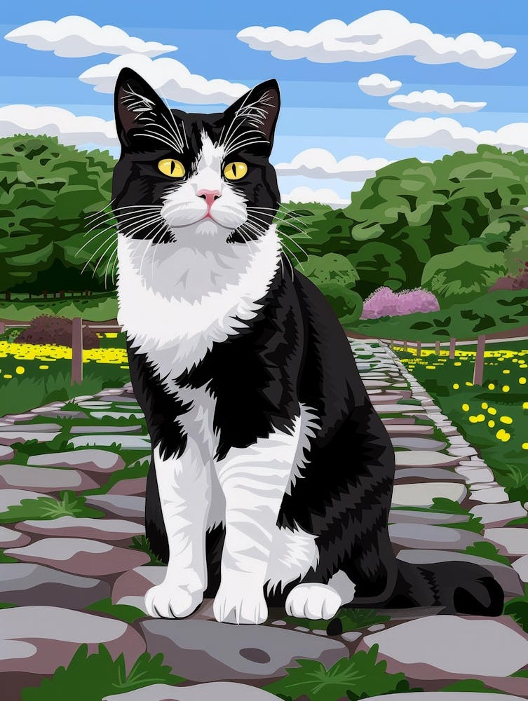 Black And White Cat In The Park