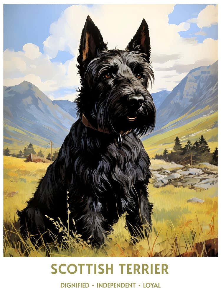 Scottish Terrier (Dog Breed - Travel Poster Style) 2 1