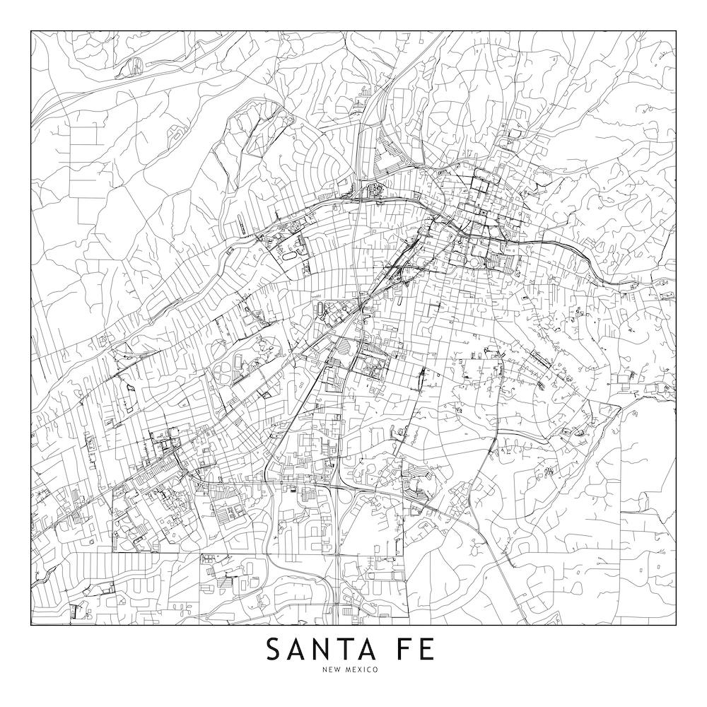 Santa Fe White Map Square