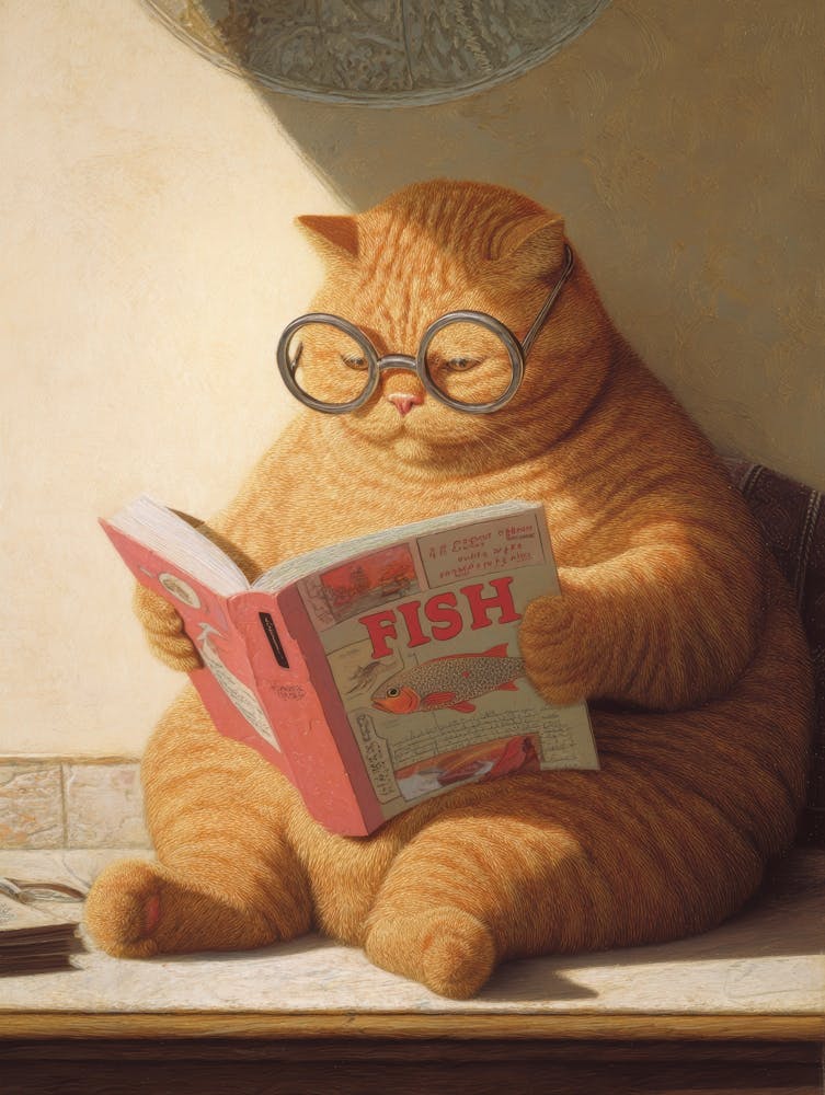 Cat Reading A Book