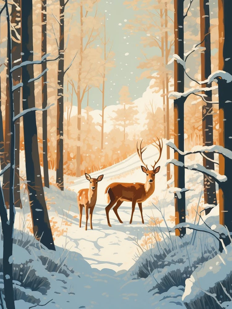 Winter Deer Illustration
