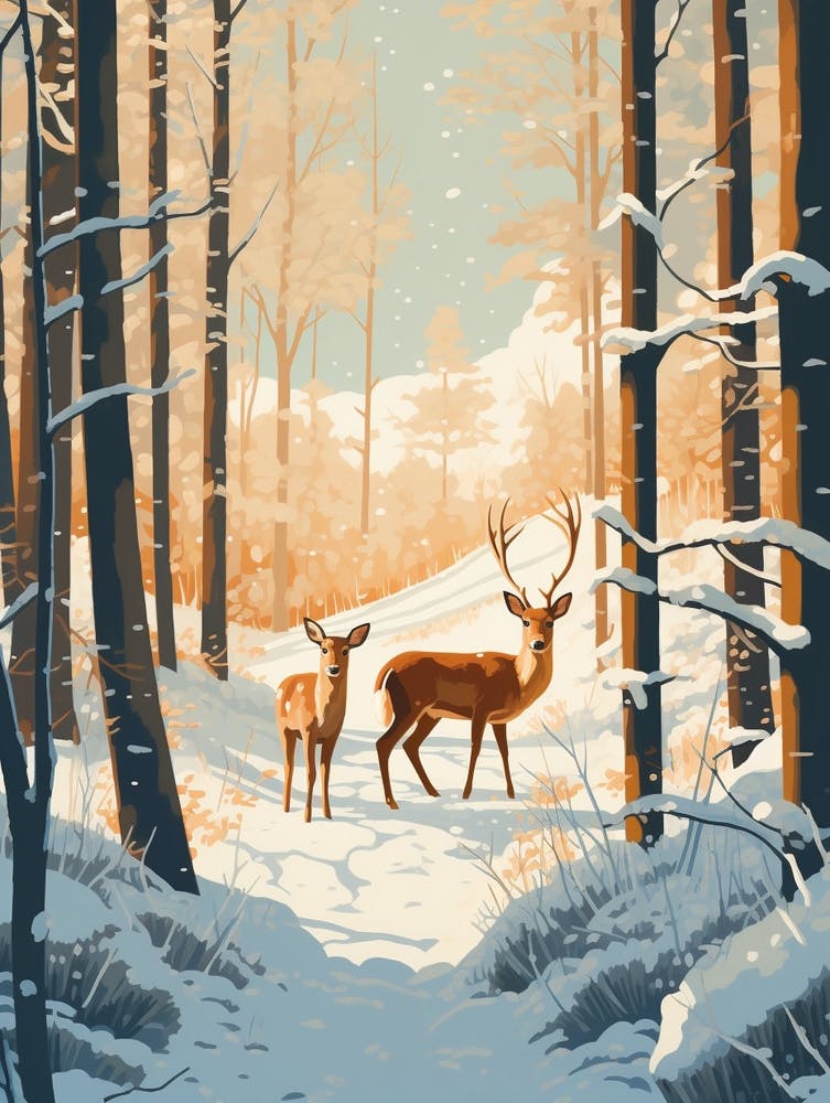 Winter Deer Illustration