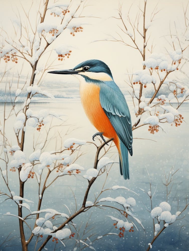 Winter Bird Painting Kingfisher 2