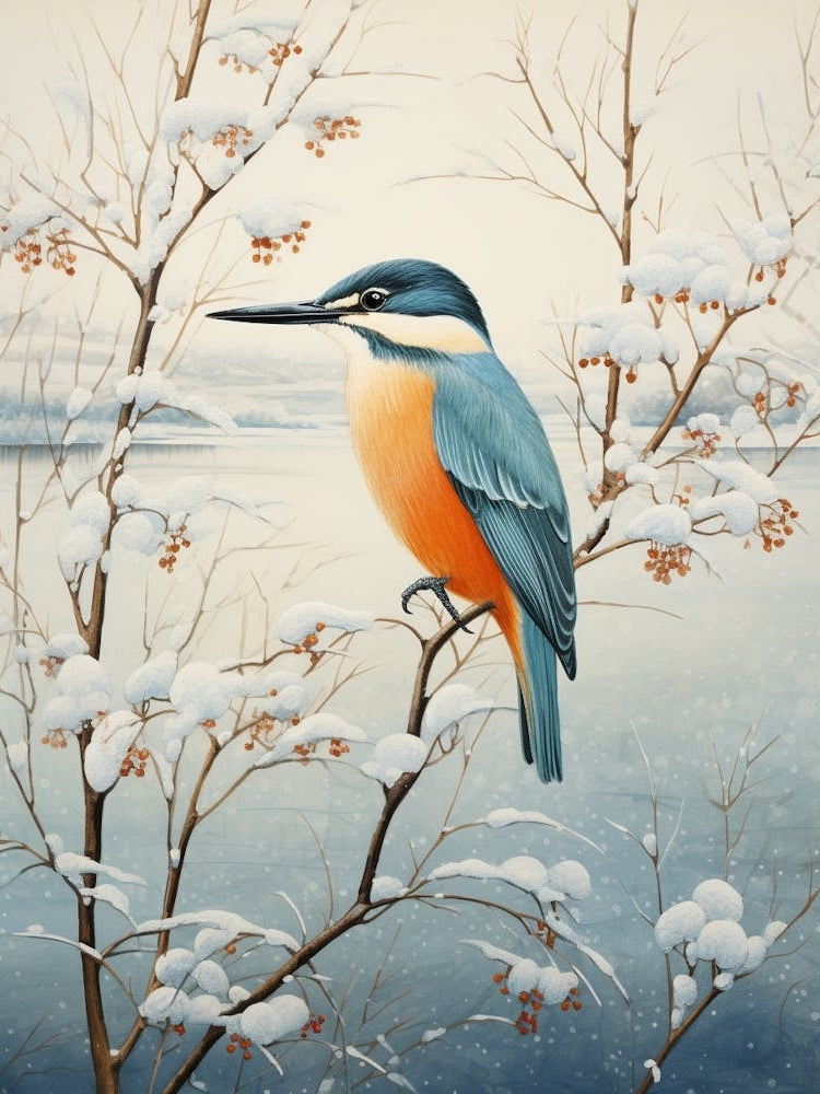 Winter Bird Painting Kingfisher 2