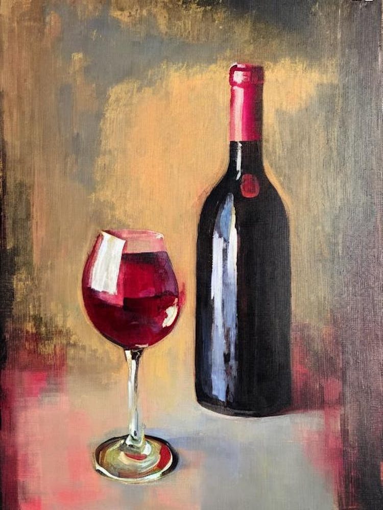 Merlot 1 Rosé Oil Painting Cocktail Poster