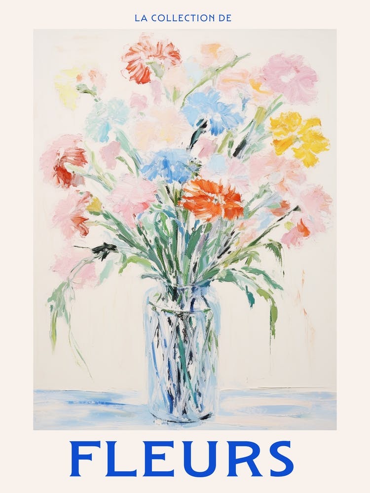 French Flower Poster Carnation