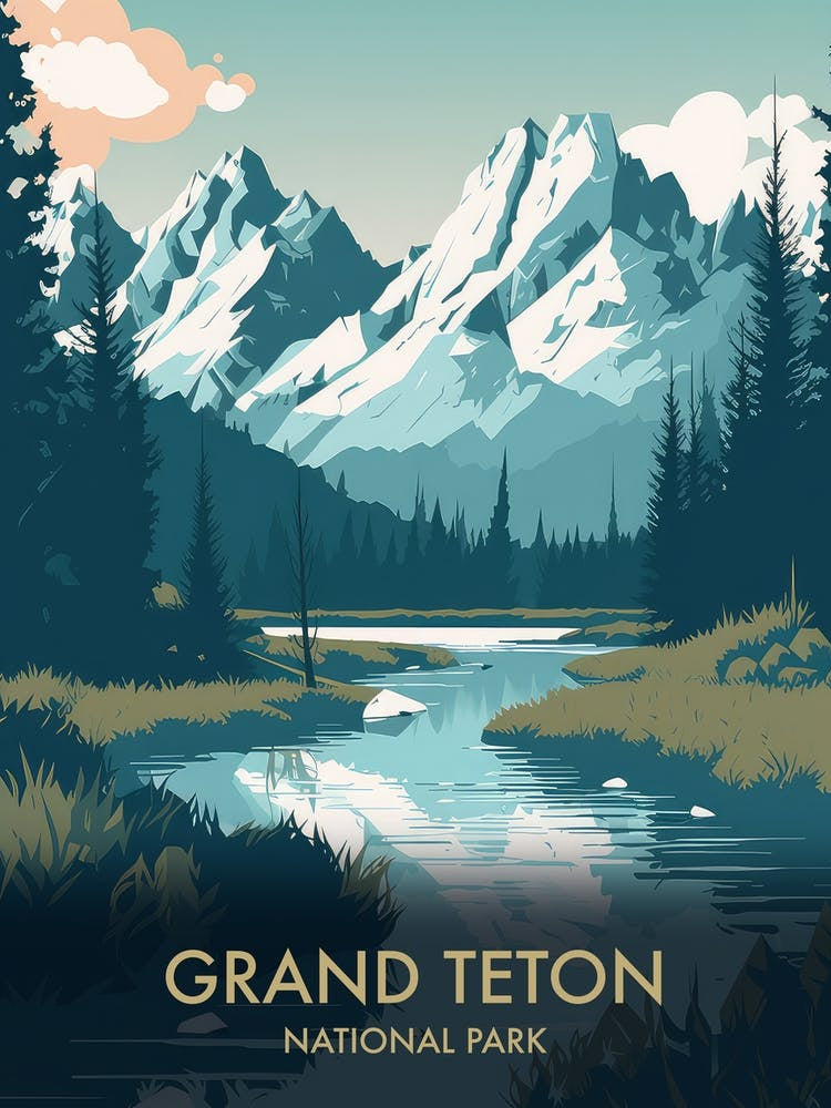 Teton National Park Vintage Travel Poster 3