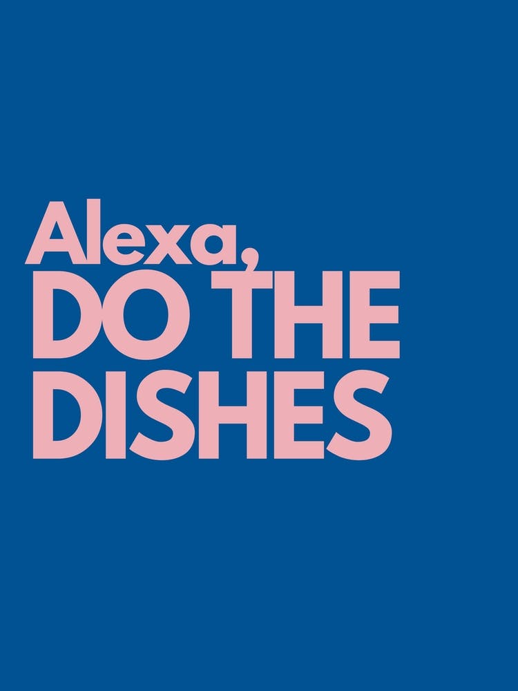 Alexa Do The Dishes Pink And Navy Kitchen Typography