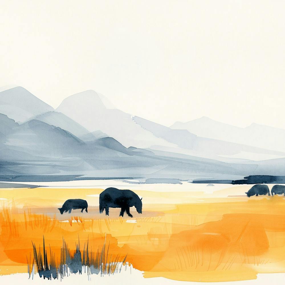 Watercolor Of Elephants