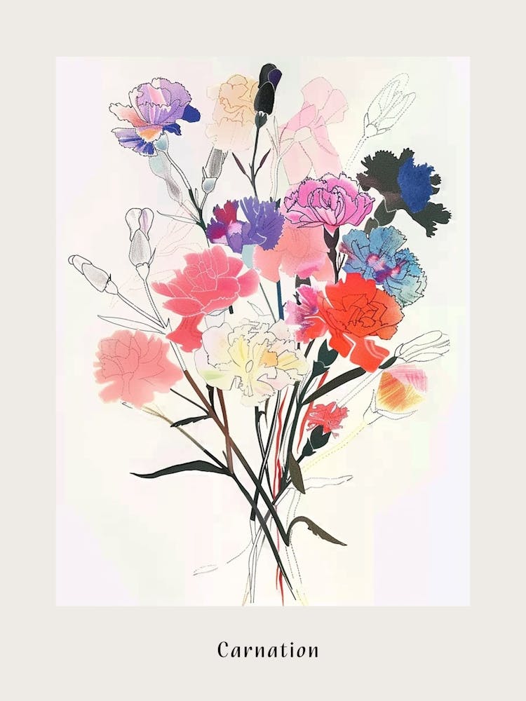 Carnation 2 Collage Flower Bouquet Poster