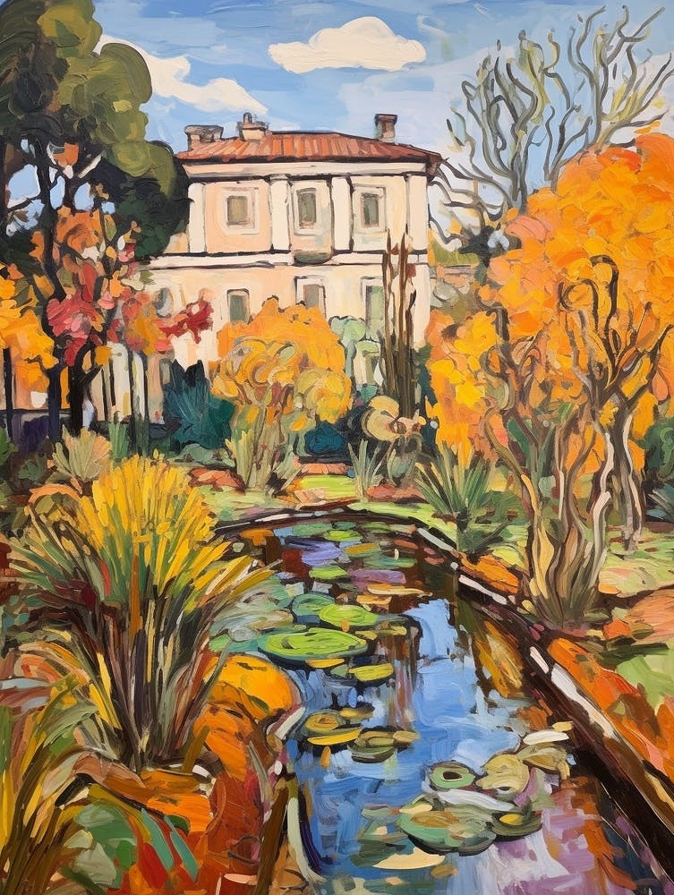 Autumn City Park Painting Villa Doria Pamphili Rome Italy 2
