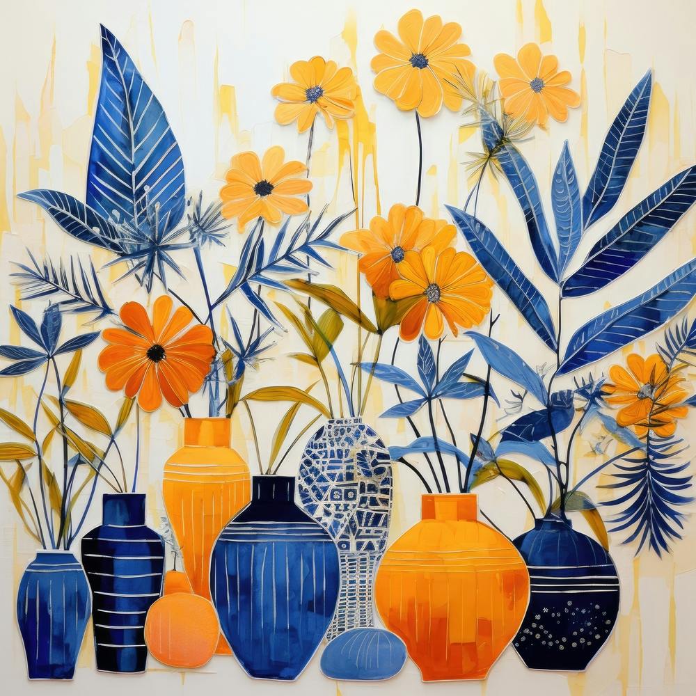 Blue And Yellow Vases