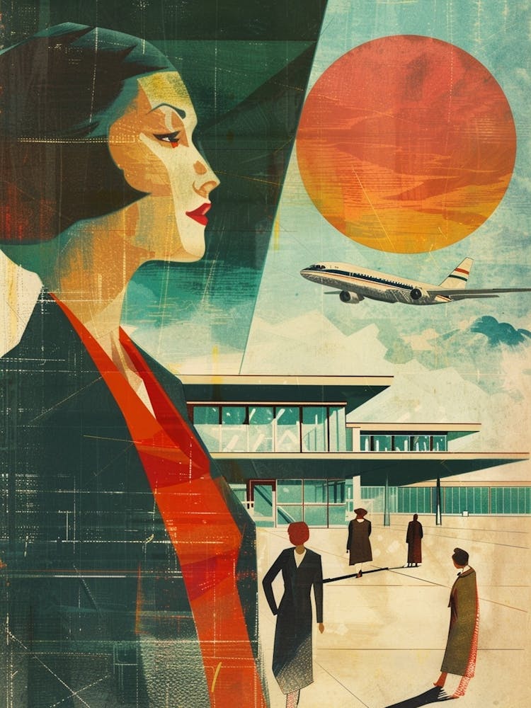 Aéroport de Narita Voyage Rétro Milieu du Siècle Moderne