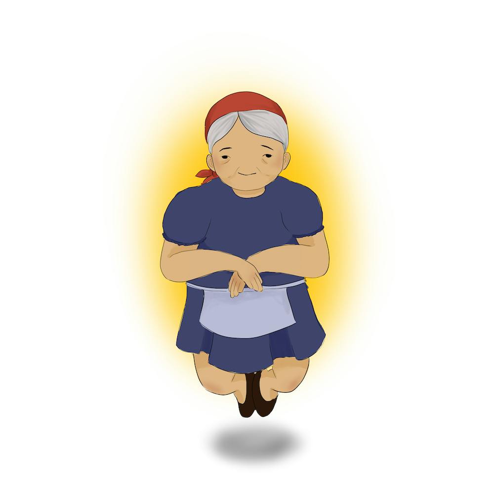 Grandmother In Blue Dress