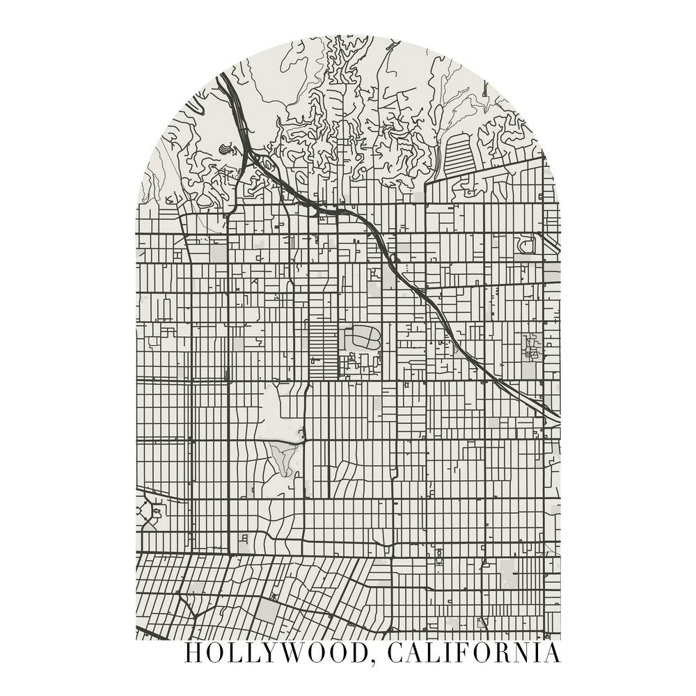 Hollywood California Boho Minimal Arch Street Map
