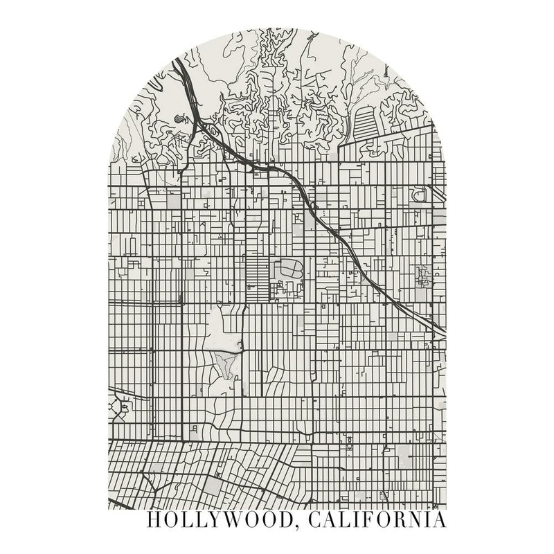 Hollywood California Boho Minimalistischer Bogen-Stadtplan