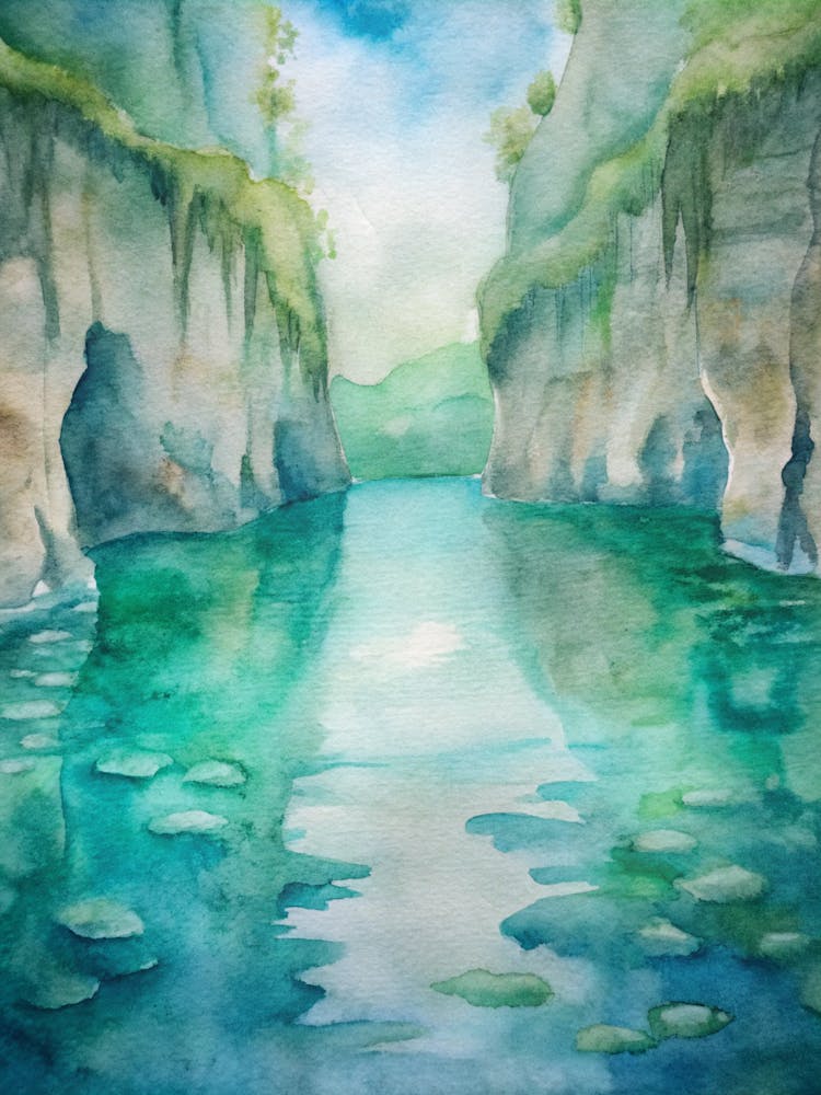 A Minimalist Poster Of Underwater River Formations