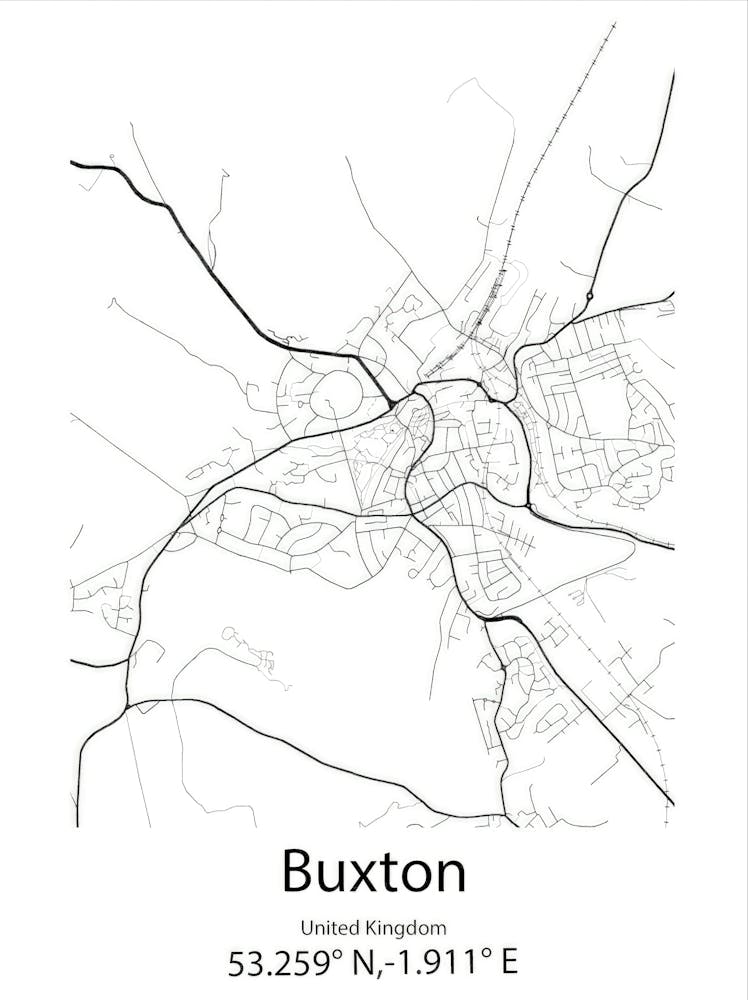 Buxton,United Kingdom Minimalist Map