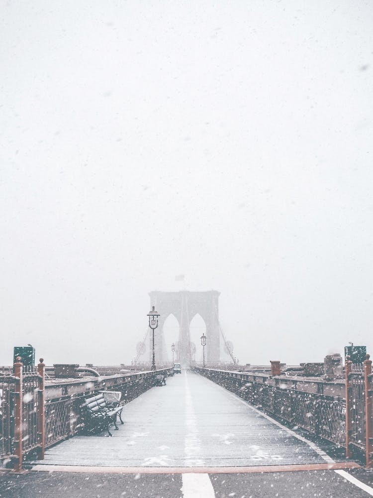Snow Covered Brooklyn Bridge