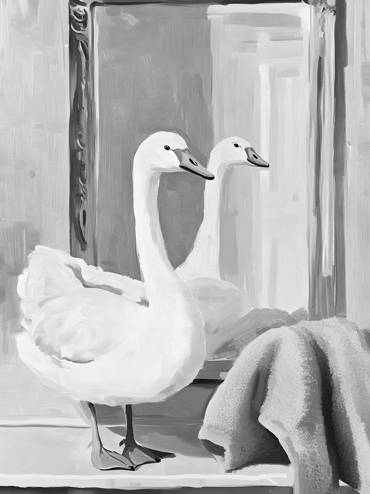 Swans In Mirror