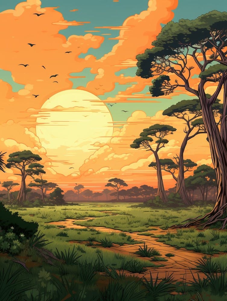 Paysage de Savane Pixel Art 3