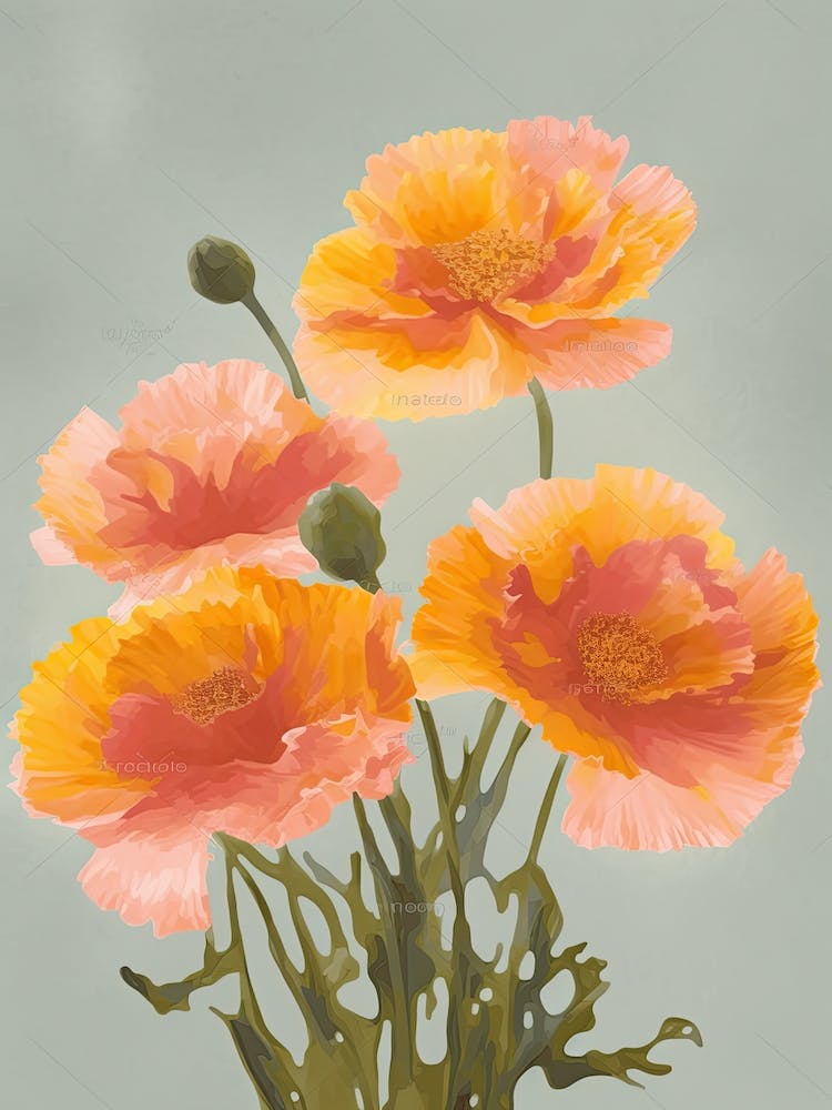 Ringelblumen Acrylgemälde In Pastellfarben 3