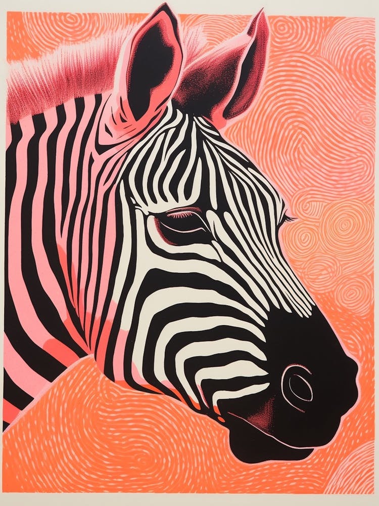 Zebra Pink & Orange Portrait