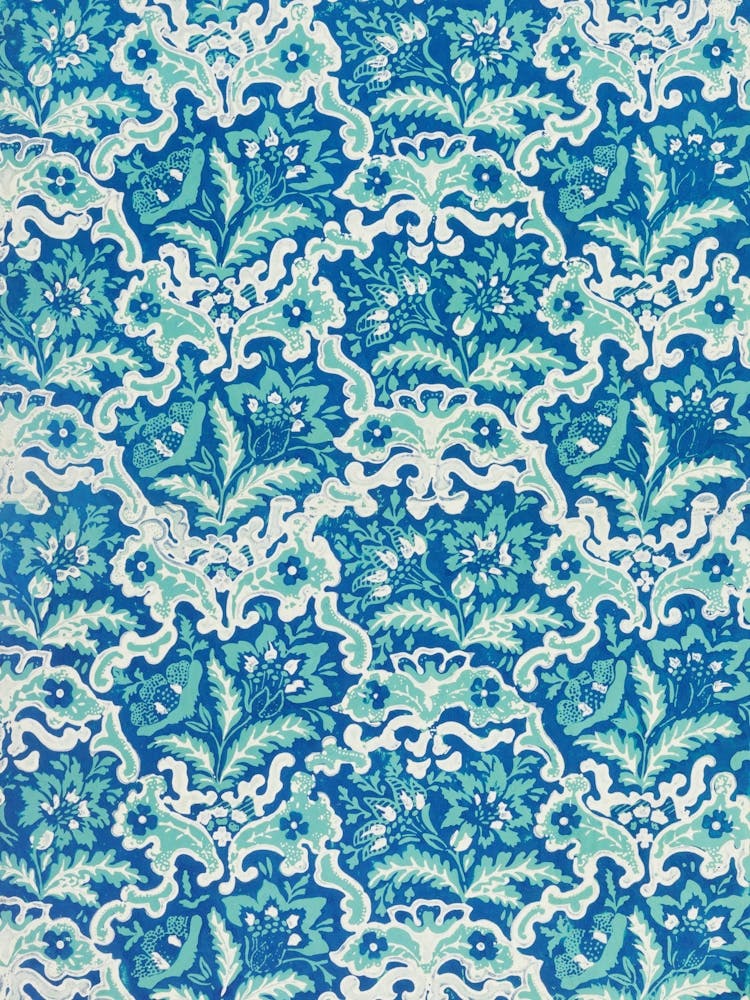 Blue And White Damask