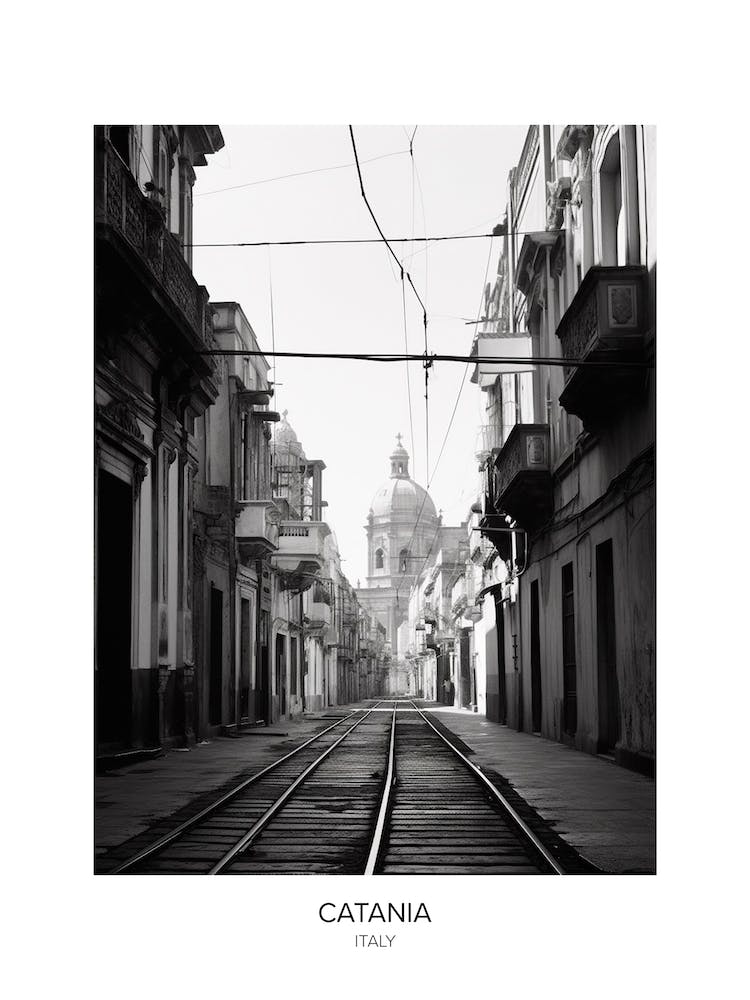 Poster Of Catania, Italy, Black And White Photo 4