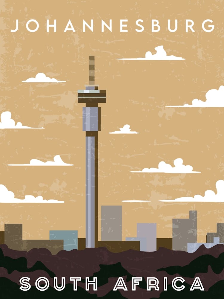 Johannesburg, South Africa — Retro travel minimalist poster