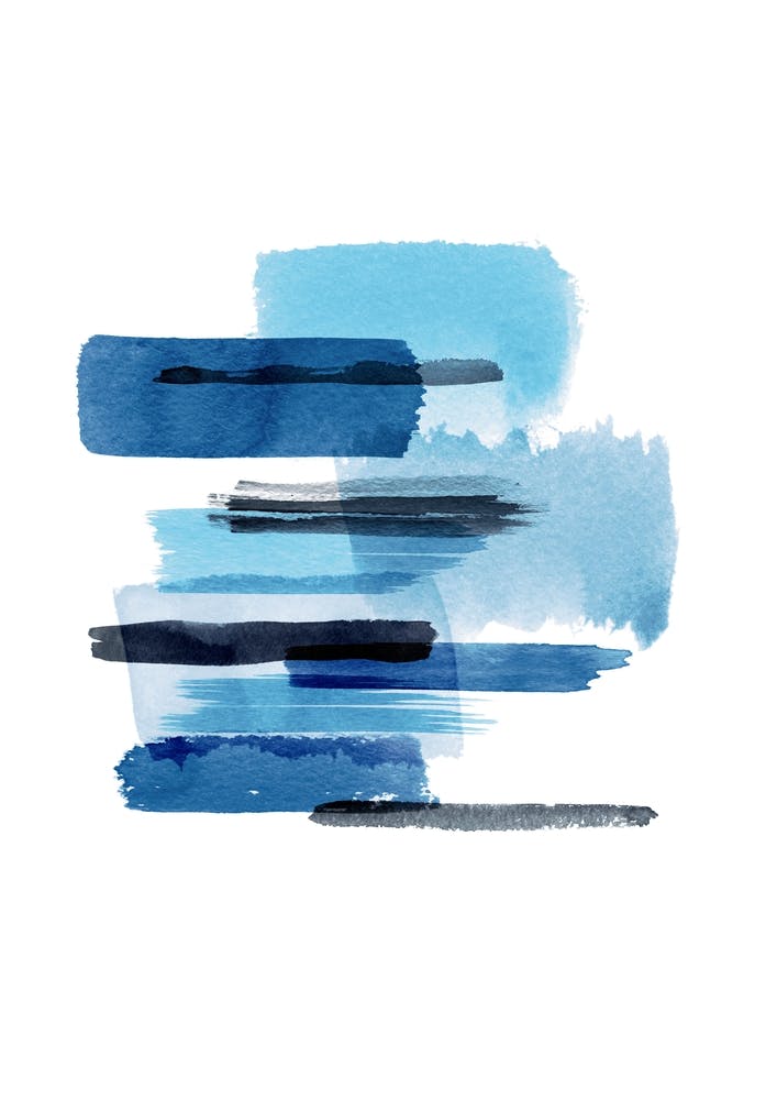 Big Watercolor Strokes Blue