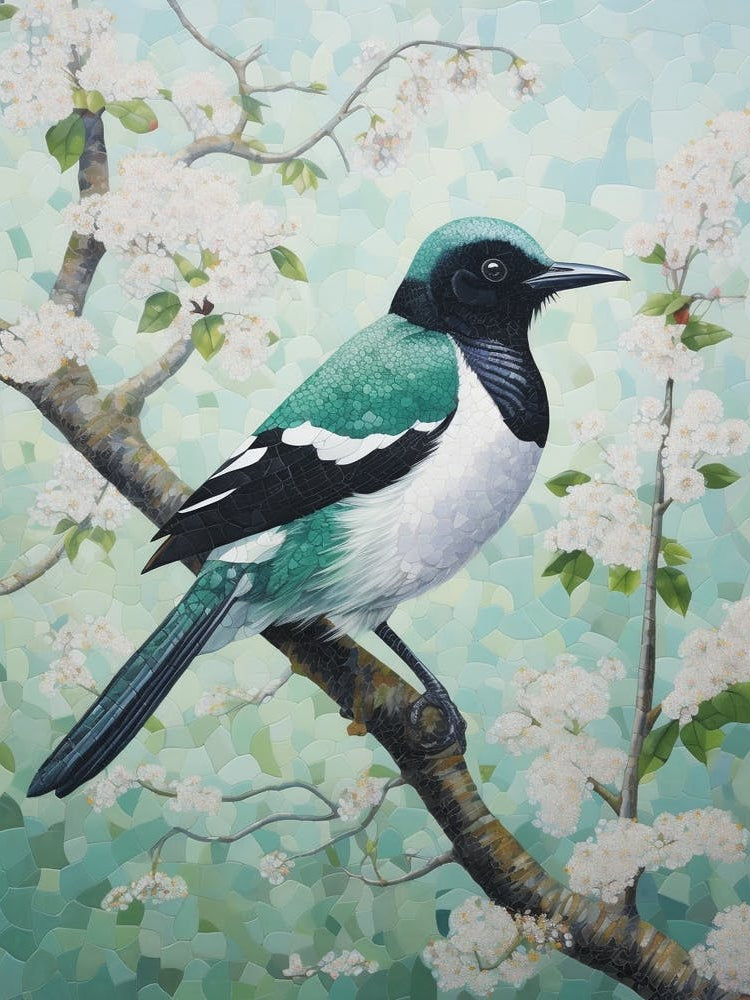 Ohara Koson Inspired Bird Painting Magpie 5