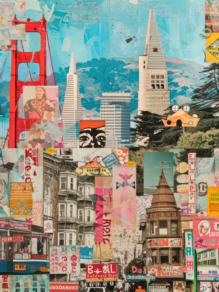 San Francisco Retro-Collage-Stil 4