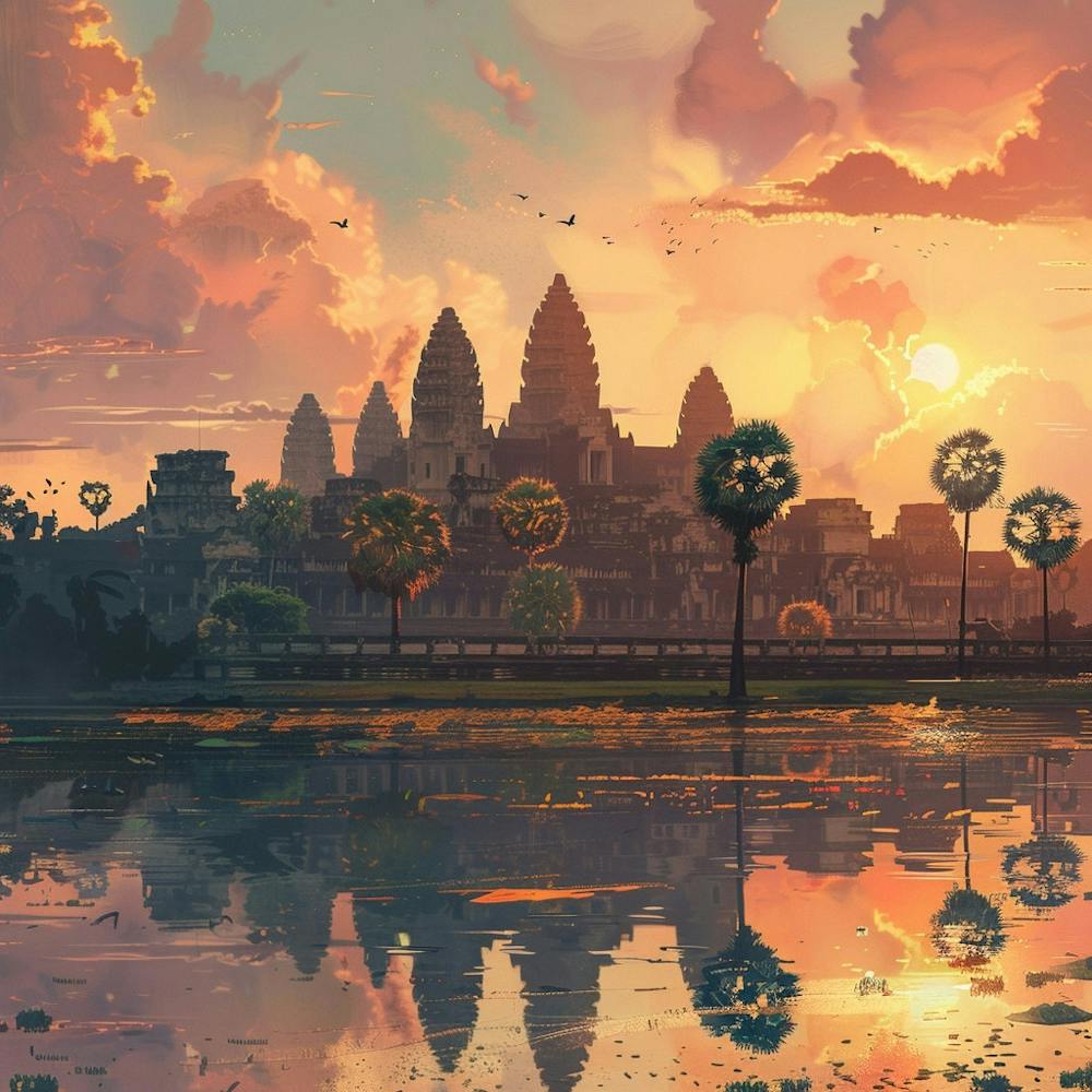 Coucher de Soleil à Angkor