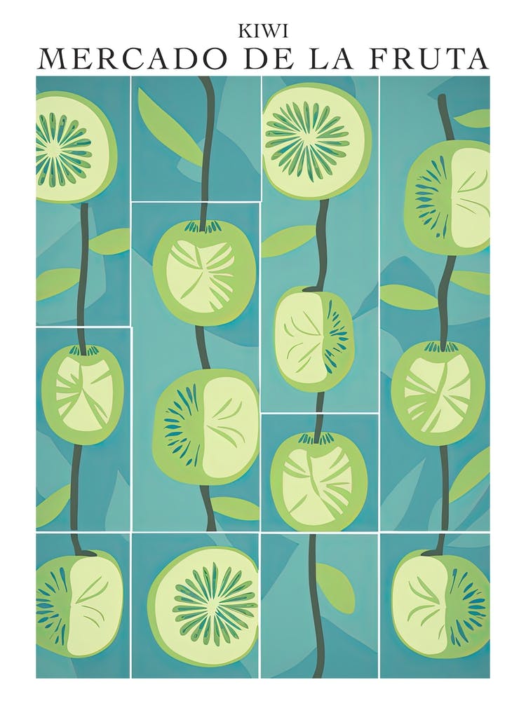 Mercado De La Fruta Kiwi Illustration 2 Poster