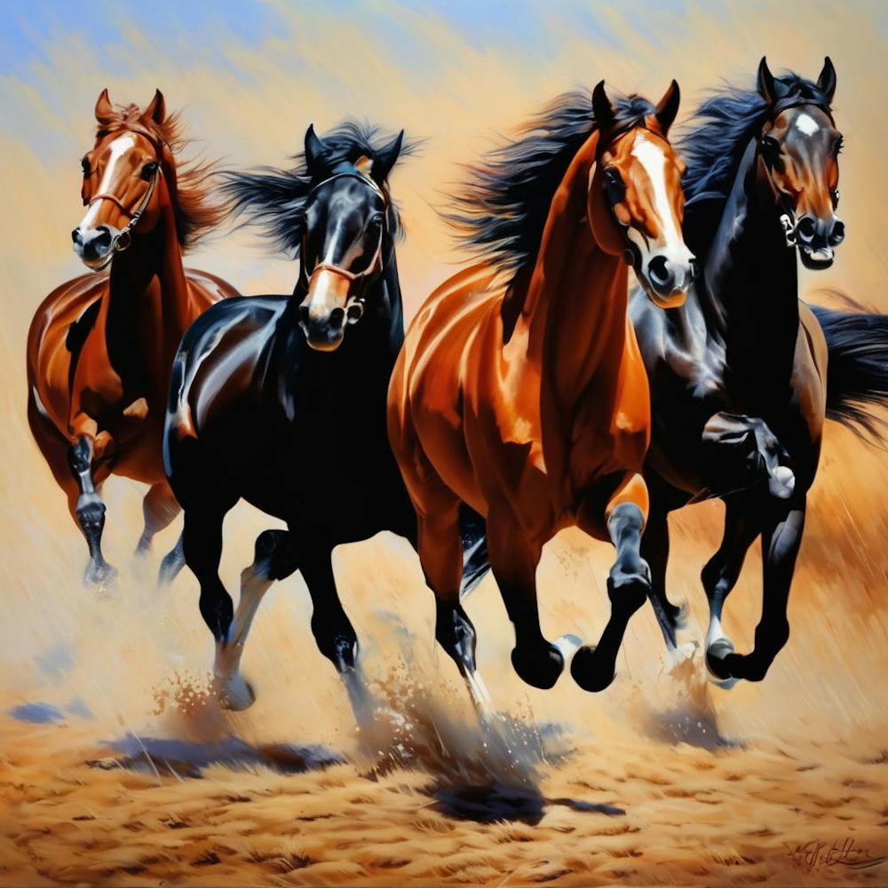four Horses Running