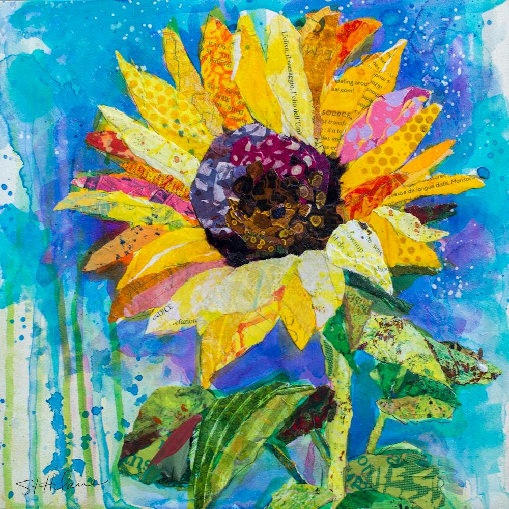 Yellow Tuscan Sunflower And Blue Sky Square