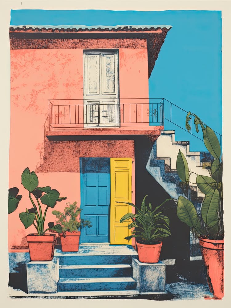 A House In Havana, Abstract Risograph Style 1